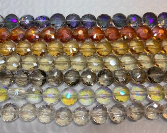 12mm coin shaped, faceted, chinese crystals, glass, 20beads grey/purple