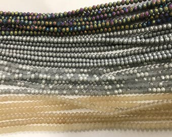 4mm rondelle , matte, faceted, chinese crystal glass, frosted ,85 beads