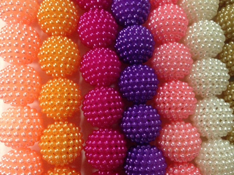 18mm acylic raspberry shape, round pimply beads with little bumps image 1
