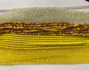 4mm crystal rondelle glass, around 90 beads, faceted, 1strand