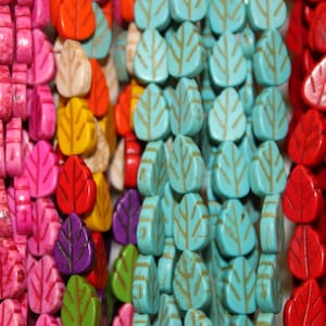 Howlite Turquoise Leaf, 9x13mm, 30-32pieces