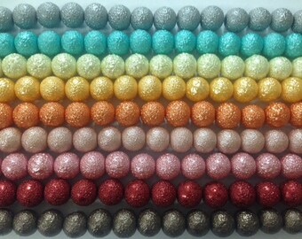 14mm glass beads with rough coating, rocky round beads, 30beads