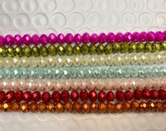 6mm rondelle glass crystals beads with pearl coating 60 beads