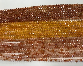 4mm crystal rondelle glass, around 90 beads, faceted, 1strand