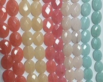 15x20mm oval faceted jade beads, 20beads