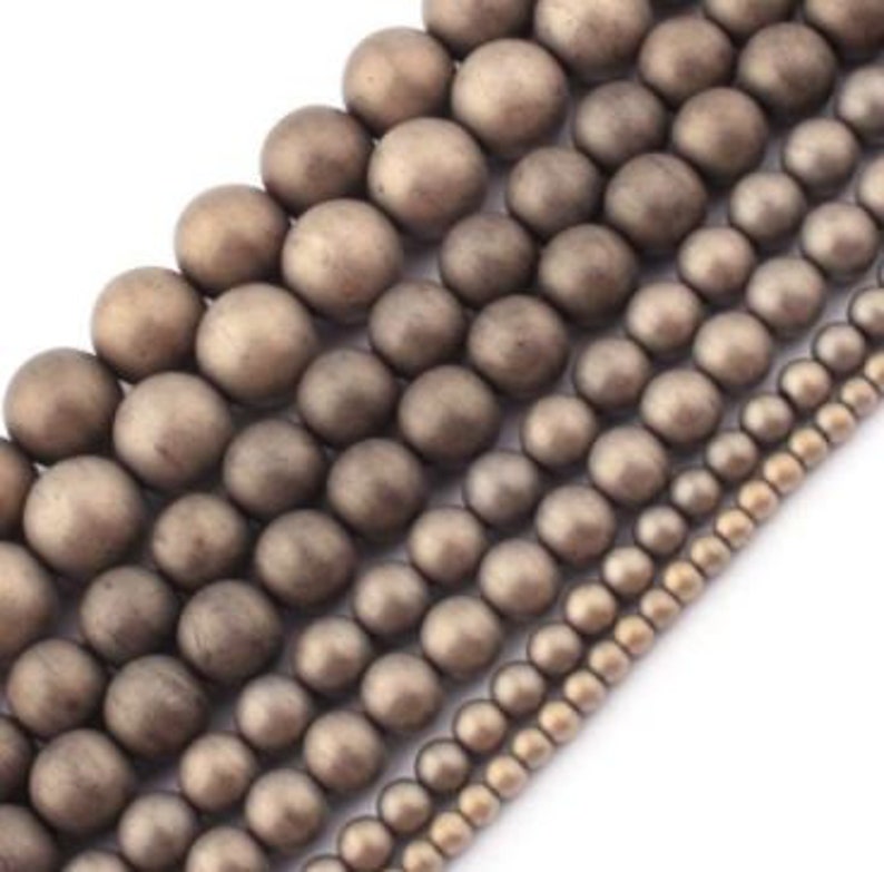 matte frosted non faceted beads Hematite round antique gold color