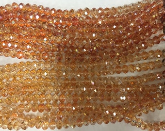 10mm crystal rondelle glass, 34 beads, faceted