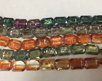 13x18mm rectangle shaped, faceted, chinese crystals, glass, 14beads