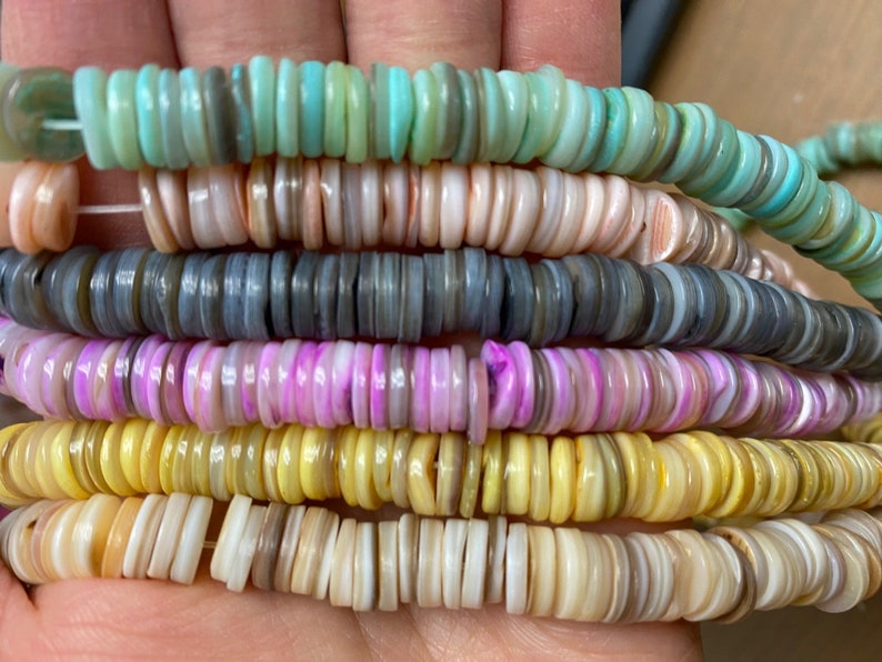 9mm Freshwater shell beads donut chips 15 strand