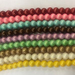 8mm round glass beads,  shiny, 50 beads