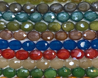 12x16mm oval shaped, faceted, chinese crystals, glass, 16beads