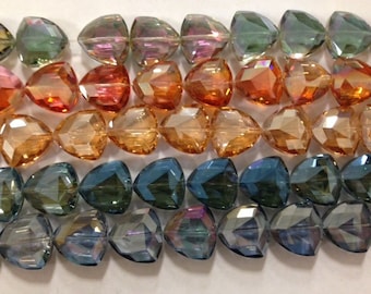 17x18mm triangle shaped chinese crystal glass, 18beads