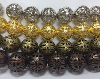 20mm filigree metal beads, light weight, decorative, 18beads