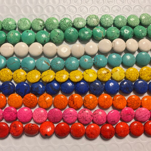 11-12mm flat coin magnesite beads,32 beads