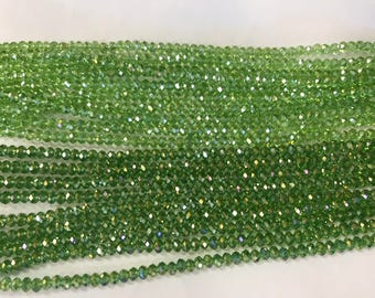 4mm crystal rondelle glass, around 90 beads, faceted, 1strand