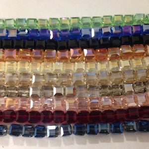 10mm cube ,faceted, chinese crystal glass, 30beads