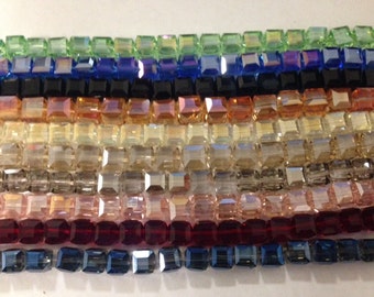 Cube de 10 mm, à facettes, verre de cristal chinois, 30 perles