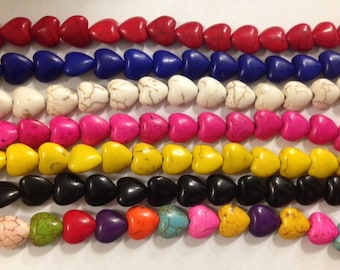 Howlite heart bead, 12mm, 35beads