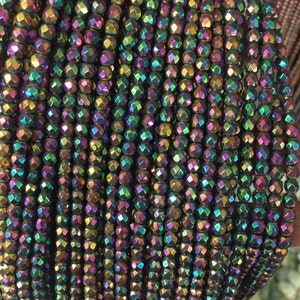 4mm hematite round faceted beads , around 100beads