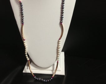 Cultured FWP Multi Color Necklace & Earring Set, Black pearl necklace, Long necklace, Necklace earrings set,