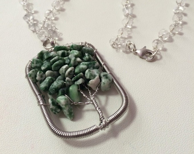 Tree of Life Neckalce, Gifts for her, Tree Agate Gemstone Tree of Life Pendant Crystal Necklace, Dainty necklace, yoga necklace, namaste