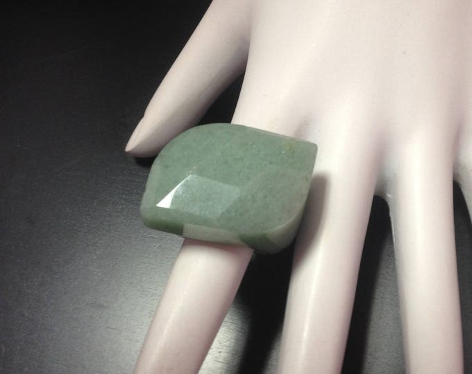 Aventurine Gemstone Ring, Chunky Ring, Green Aventurine Statement Ring, Boho Ring; Ring Size 6
