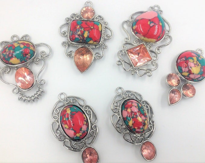 Pendants for Jewelry Making Set of 6, Peach Pendants, Necklace Pendants, Jewelry supplies, Pendants for Necklaces, Jewelry Supplies