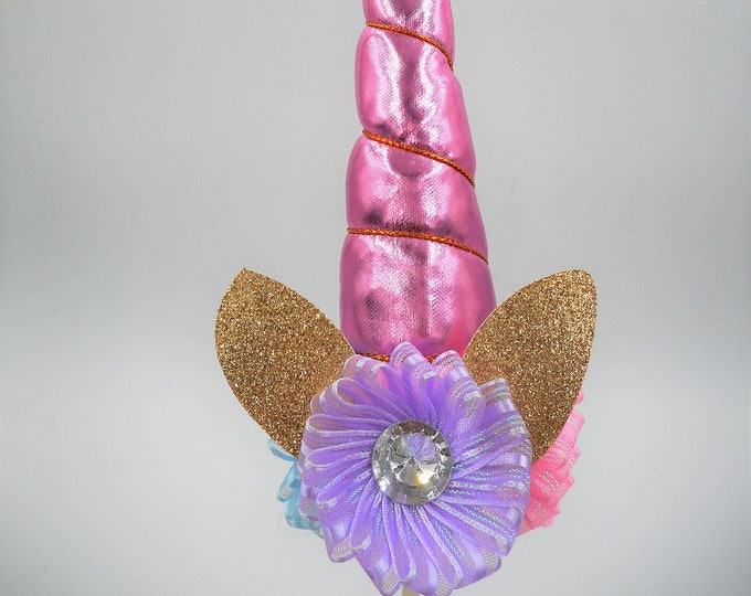 Pink Unicorn Horn Cake Topper, Unicorn Cake Topper, Pink & Gold Cake Topper, Unicorn Party Decorations, Cake Topper, Unicorn Birthday