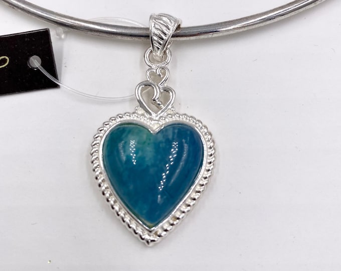 Blue Hemimorphite Heart Pendant Choker necklace, Gemstone Choker Necklace, Blue Stone Necklace, Zodiac Libra Birthstone, Blue Stone Jewelry