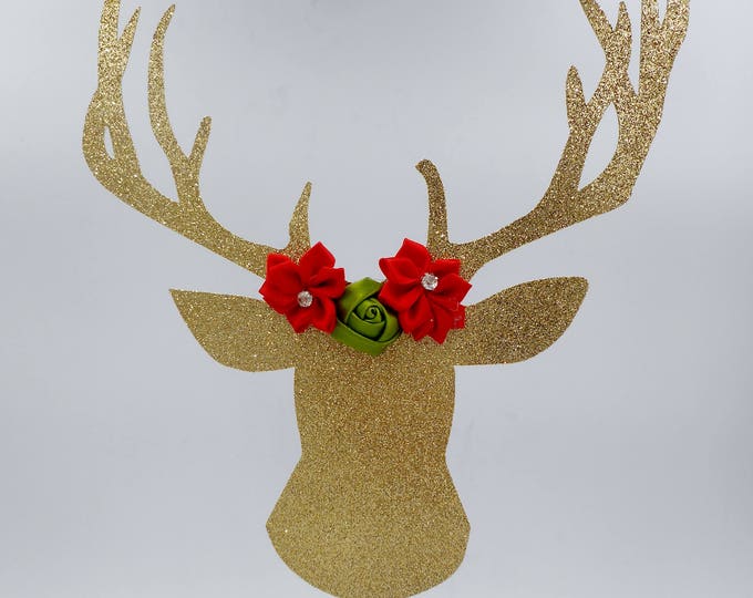 Christmas Cake Topper, Gold Deer Cake Topper, Glitter Cake Topper, Christmas Decorations, Deer Cake Topper, Boho Christmas, Christmas Decor