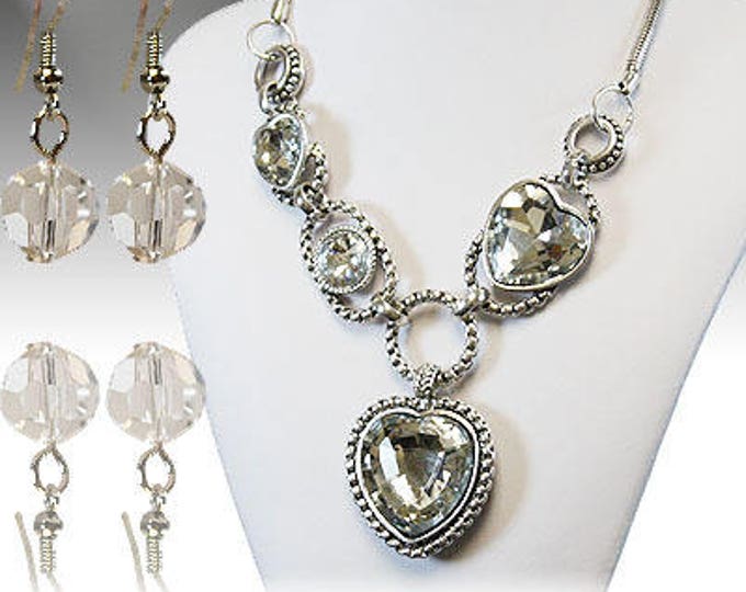 Crystal Heart Necklace & Earring Set