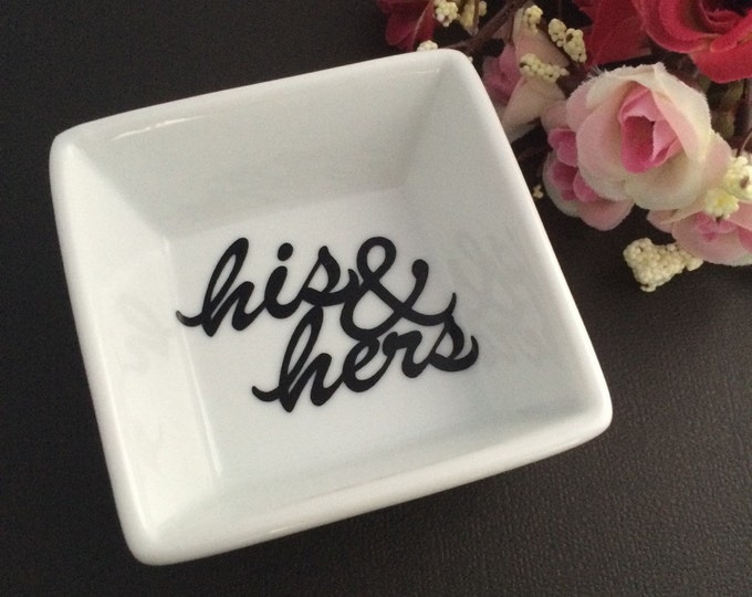 His & Hers Mini Ring dish, engagement gift, wedding gift, jewelry dish,Trinket dish, anniversary gifts, couples gifts, ring dish holder