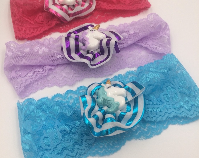 Unicorn headband Set, Lavender, Pink Stretch Headband, photo prop headband, Baby headband, baby shower gift, Unicorn Birthday Favors