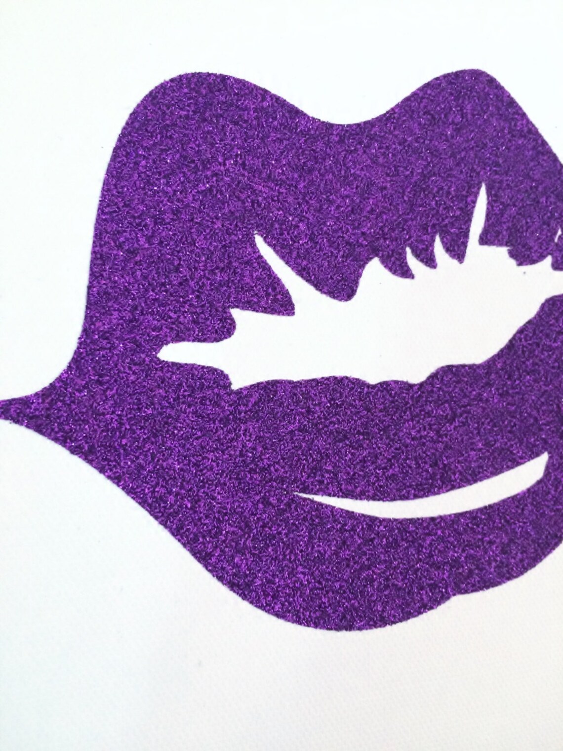Purple Glitter Lips Wall Art Lip Art Glamour Decor Glitter Etsy