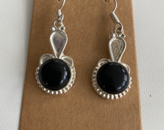 Black Onyx Gemstone Drop Earrings, Black stone earrings, Onyx Jewelry, Onyx Dangle Earrings
