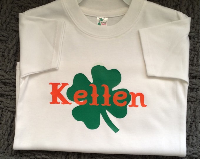 St Patricks Day shirts, Shamrock & Name, Personalized Baby TShirt, Personalized Tshirts, Personalized bibs, baby bodysuit, Name Shirts,