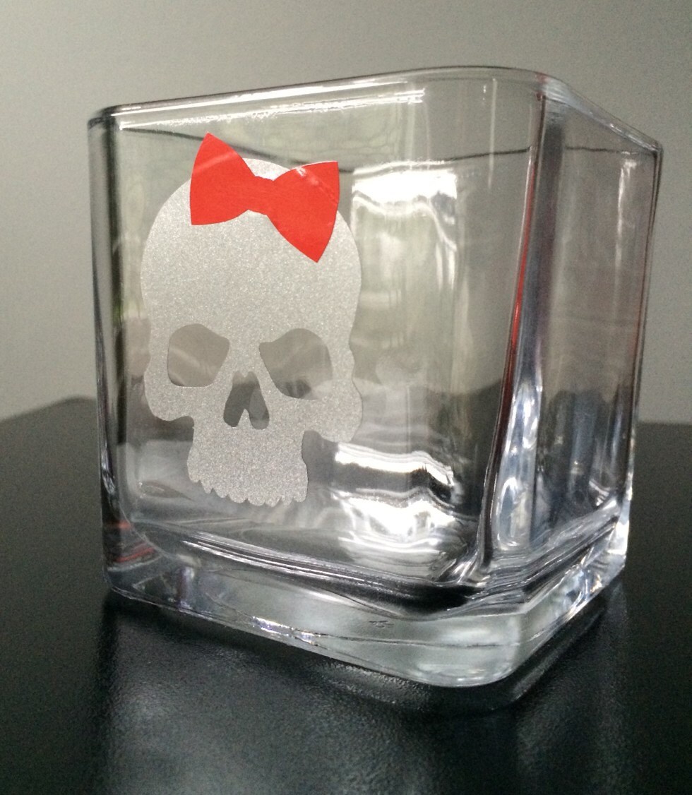 Skull Glass Candle HolderSkull candle holder Skull make up Etsy