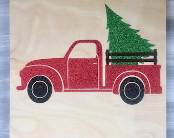 Christmas Decor, Christmas Wood Sign, Red Truck Decor, Red Truck Wood Sign, Christmas Wood Sign, Wooden Sign, Wood Wall Decor