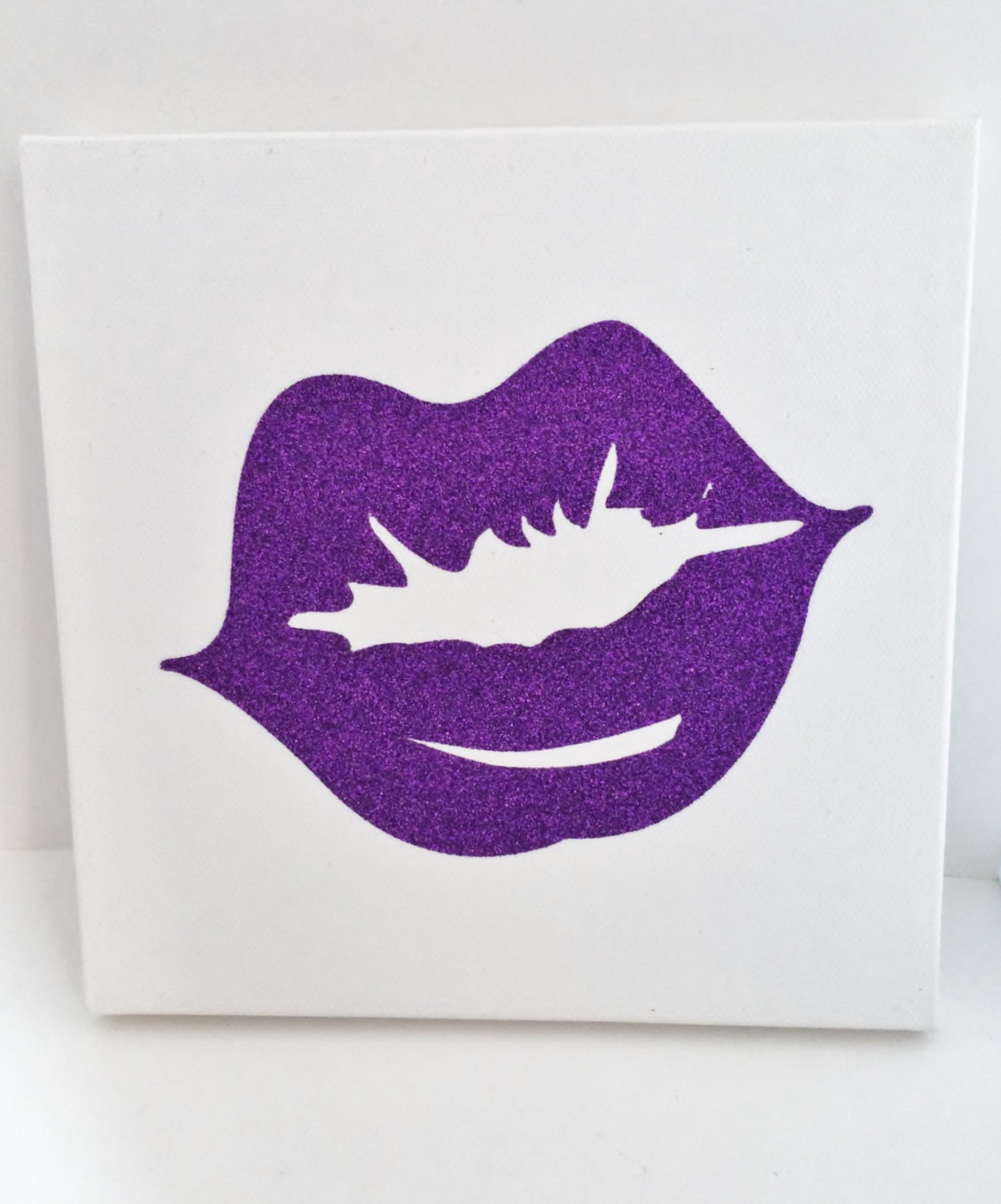 Purple Glitter Lips Wall Art Lip Art Glamour Decor Glitter Etsy