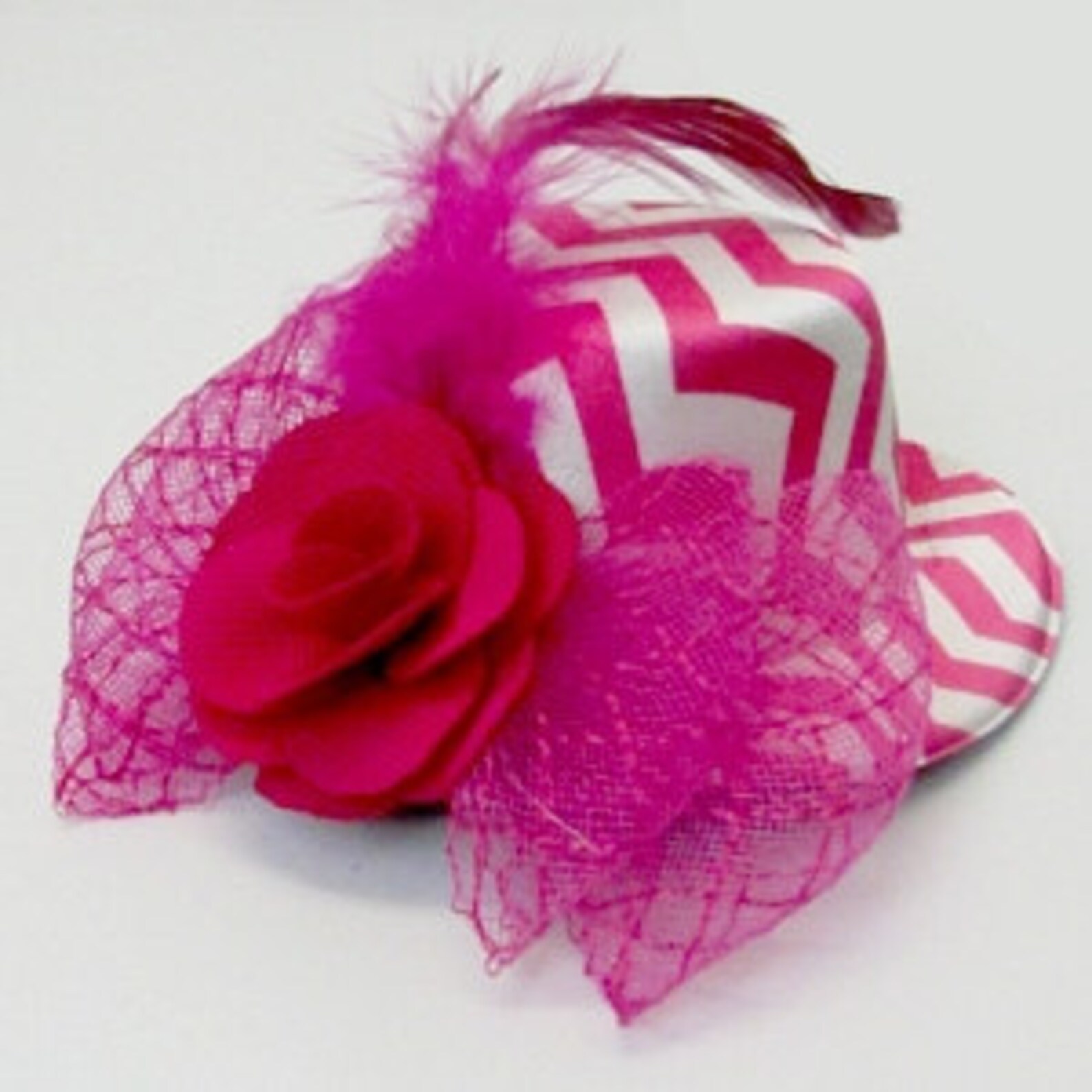 Top Hat Hot Pink Chevron Flower Clip Steampunk Top Hat Photo Etsy