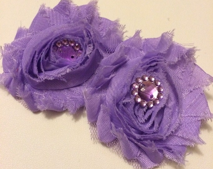 Lilac Chic Tattered Rose Hair Clip Set of 2, girls hair accessory