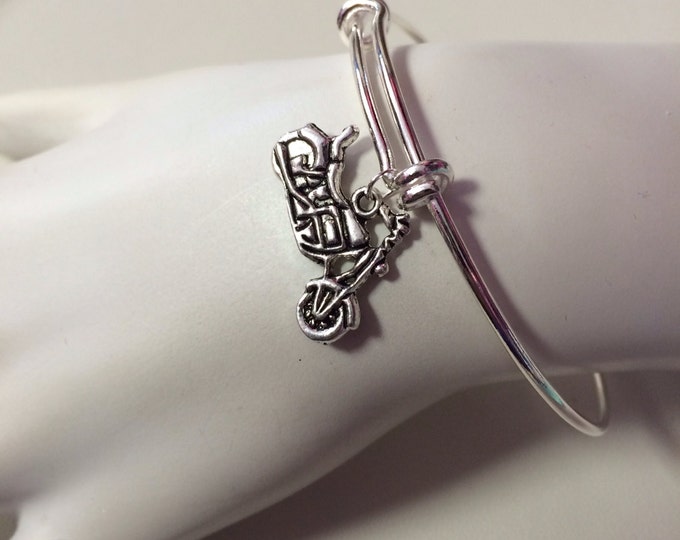 Motorcycle Charm Bangle, Motorcycle Bracelet
