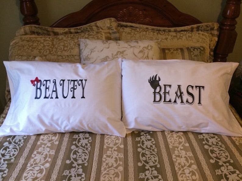 Home Furniture Diy Beauty And The Beast Black Pillowcase