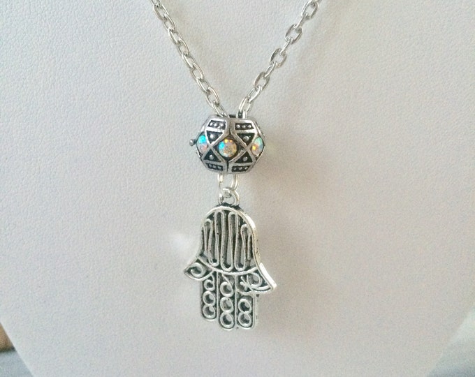 Hamsa Hand Charm Necklace, Hamsa Pendant Necklace, Hand of Fatima Jewelry, Namaste Necklace, Hamsa Necklace