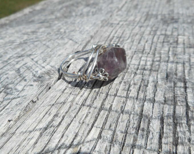 Amethyst, Amethyst Ring, Gemstone Wire Ring, Amethyst Wrapped Ring, Wire Wrapped Jewelry, Wire Ring, Wire Jewelry, Silver Wire Wrapped Ring