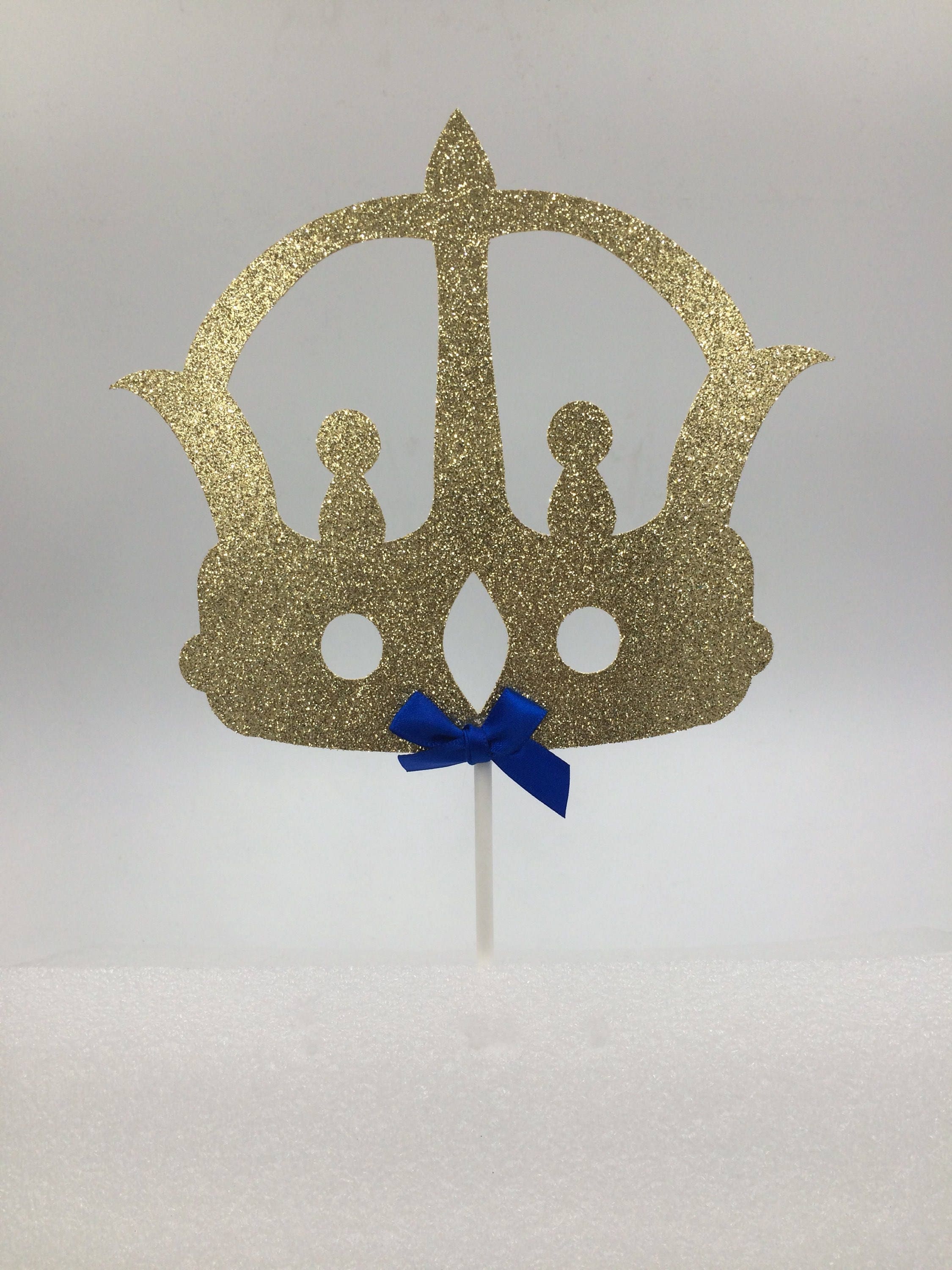 Gold Glitter & Royal Blue Crown Cake Topper Fits 6 to 8 Size Cakes Crown  Cake Pick Crown Cake Topper Ready to Ship 