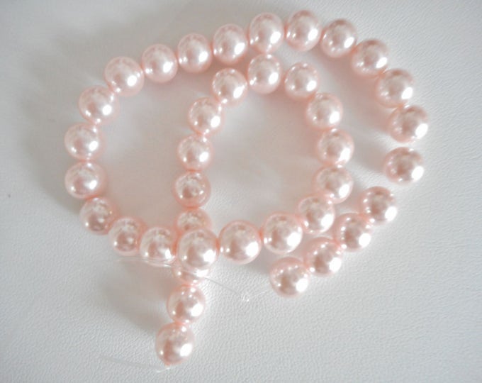 8mm Pink Glass Pearl Beads, Pearl Beads, Bead Strand, Pink Pearl Beads, Loose Beads for Jewelry Making, Pink Beads, Round Glass Pearl Beads