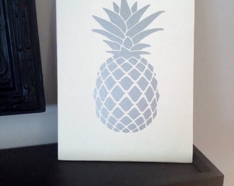 Silver Pineapple Wall Art, Pineapple Sign, Pineapple Decor, Silver Pineapple Picture,  kitchen decor, tropical decor, Pineapple wall decor