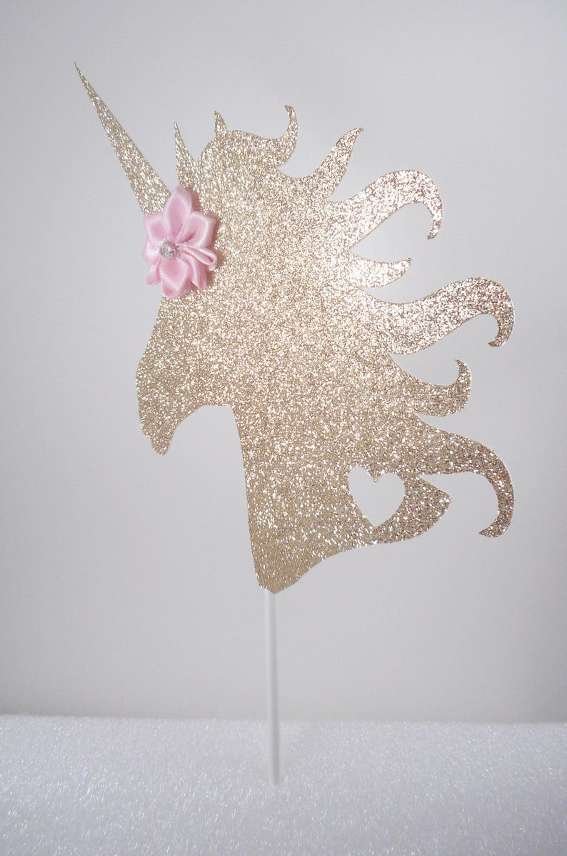 unicorn head cake topper gold pink cake topper glitter etsy