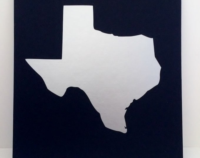 Texas State Print on Canvas Panel Wall Art, Texas Sign, Texas Art, Texas Decor,  Silver & Black decor, Texas Silhouette, Texas Wall Art,